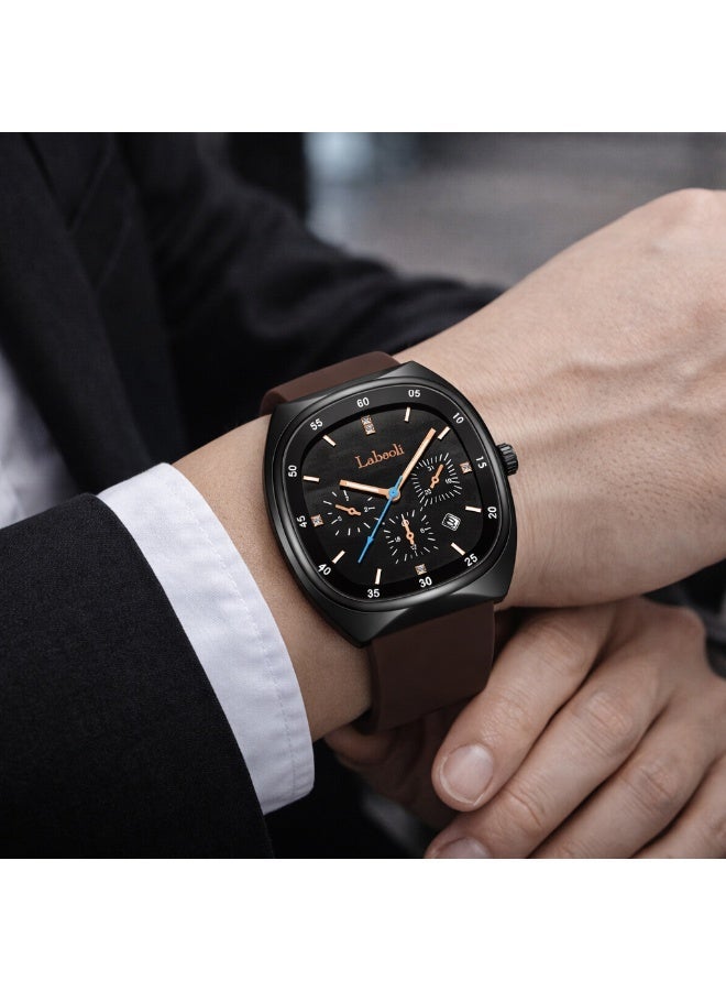 Labaoli 42mm Large-Dial Rubber Strap Quartz Watch, 9mm Slim, 3ATM Water Resistant, Unisex Sport Trend - Image 1